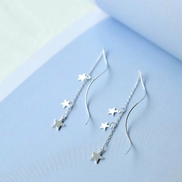 NEW 925 Sterling Silver Swirl Star Earrings - Picture 2 of 6